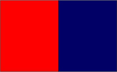 Rouge fluo / bleu marine