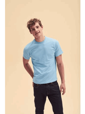T-shirt SC61048 Fruit of the Loom 145 g/m². Léger, 100 % coton, coupe droite. Idéal pour personnalisation textile événementielle ou promotionnelle bleu ciel