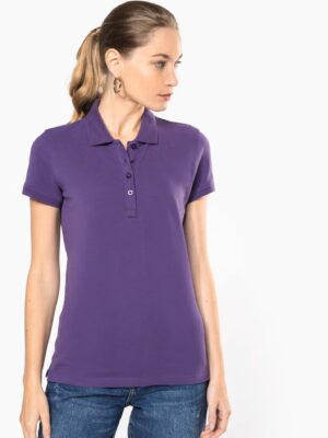 Polo femme Kariban K255. 100 % coton piqué, 180 g/m². Coupe cintrée, col féminin, parfait pour broderie ou flocage professionnel. violet