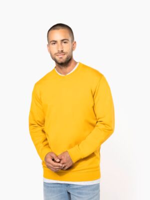 Sweat Kariban K474 col rond unisexe, 280 g/m². 80 % coton / 20 % polyester. Molleton gratté, coupe droite, idéal pour personnalisation textile professionnelle. jaune