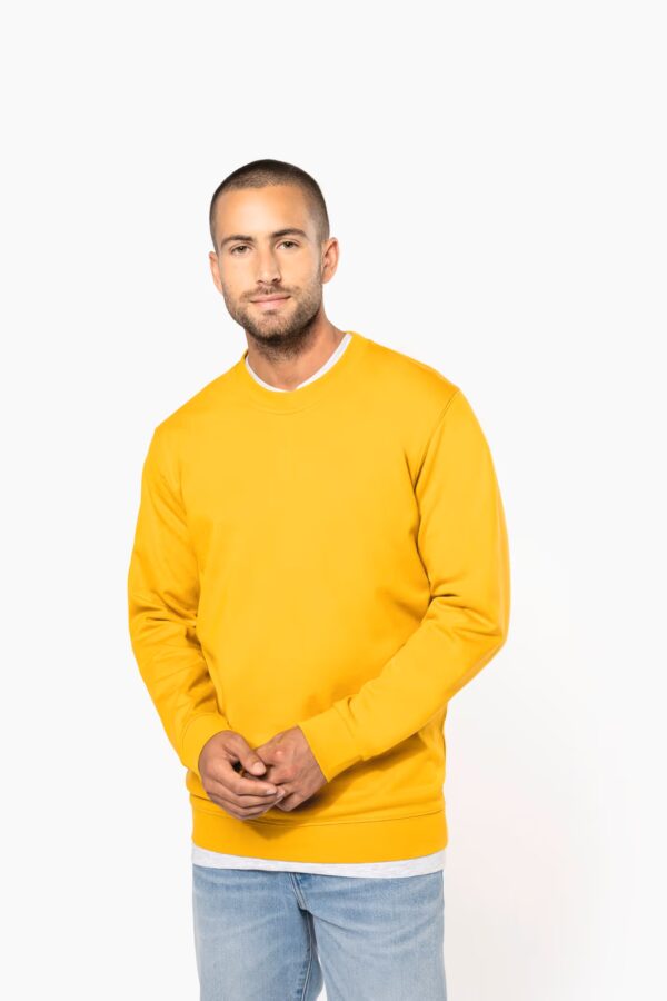 Sweat Kariban K474 col rond unisexe, 280 g/m². 80 % coton / 20 % polyester. Molleton gratté, coupe droite, idéal pour personnalisation textile professionnelle. jaune