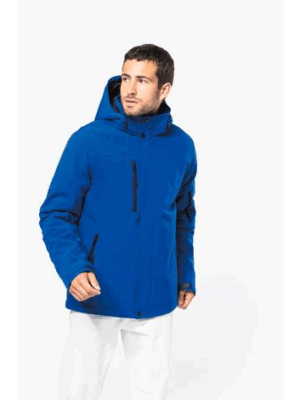 Parka softshell Kariban K650 homme. Doublée, capuche amovible, 300 g/m². Idéale pour la personnalisation textile professionnelle, outdoor et corporate. bleu royal