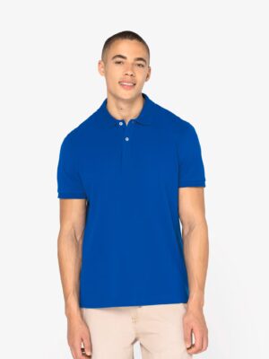Polo NS207 Native Spirit, 100 % coton bio piqué, 220 g/m², col côtelé, boutons recyclés, coupe droite. Parfait pour broderie ou flocage professionnel.bley royal
