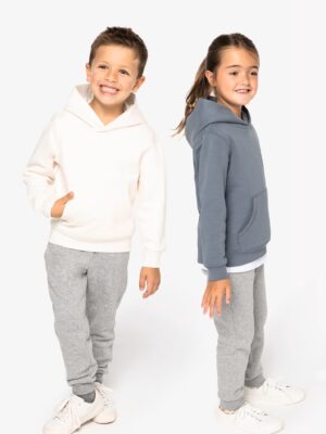Sweat NS404 enfant de Native Spirit. 85 % coton bio / 15 % polyester recyclé, 350 g/m². Capuche doublée, molleton brossé, coupe droite. Parfait pour broderie & personnalisation.ivory