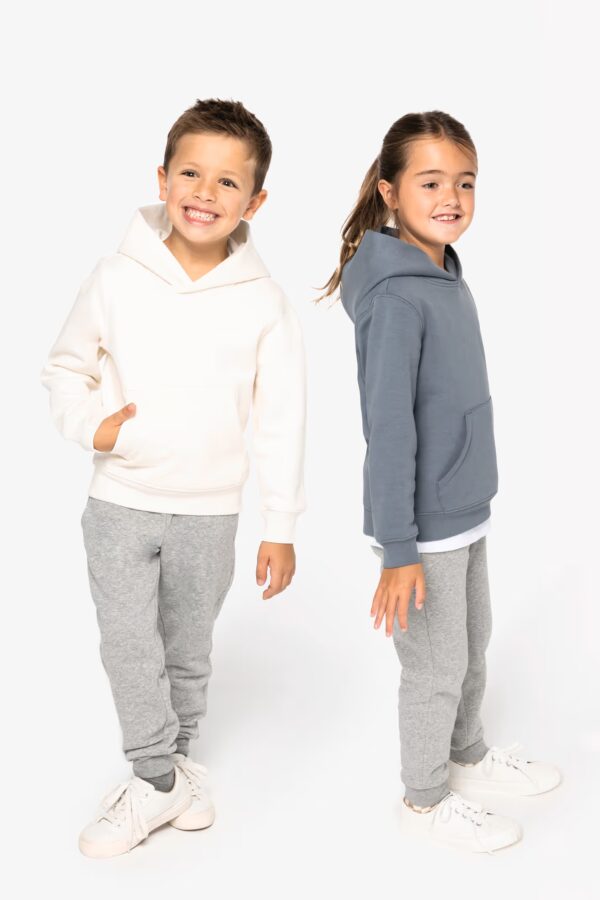Sweat NS404 enfant de Native Spirit. 85 % coton bio / 15 % polyester recyclé, 350 g/m². Capuche doublée, molleton brossé, coupe droite. Parfait pour broderie & personnalisation.ivory