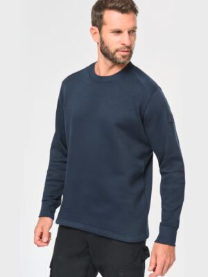 Sweat homme WK4001 de WK. Designed To Work. 280 g/m², manches montées, col rond. Confort et durabilité pour usage professionnel et personnalisation textile. bleu marine