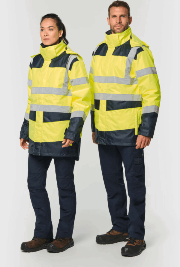 Parka WK660 WK unisexe : 4 en 1, recyclée et fonctionnelle. Idéale pour le travail, la sécurité, les activités outdoor et la personnalisation textile professionnelle.