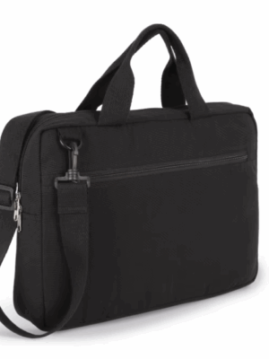 Sac porte-ordinateur K-loop KI5402 Kimood. Sobre, pratique et résistant, idéal pour transporter un ordinateur en toute sécurité et pour la personnalisation textile. Noir
