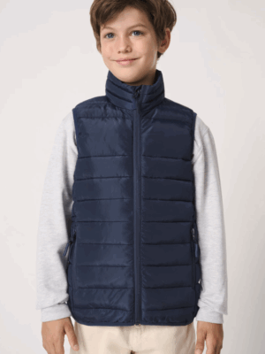 Bodywarmer matelassé IB6174 enfant. Léger, chaud et confortable, idéal pour l’école, les clubs, les associations et la personnalisation textile.