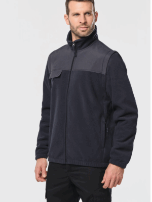 Veste polaire manches amovibles homme WK9105 WK. Designed To Work. Chaude, fonctionnelle et polyvalente, idéale pour le travail en extérieur et la personnalisation textile.