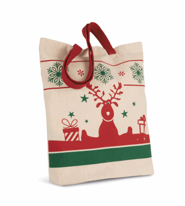 Sac shopping motifs de Noël KI0733 Kimood. Pratique, festif et réutilisable, idéal pour les achats de fin d’année ou les cadeaux personnalisés.
