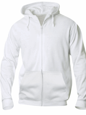 Sweat zippé Basic Hoody Full Zip 021034 de Clique. Coupe classique, capuche doublée, poches pratiques. Idéal pour la personnalisation textile.