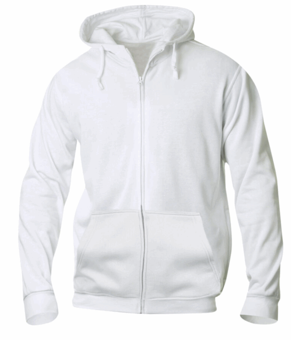 Sweat zippé Basic Hoody Full Zip 021034 de Clique. Coupe classique, capuche doublée, poches pratiques. Idéal pour la personnalisation textile.