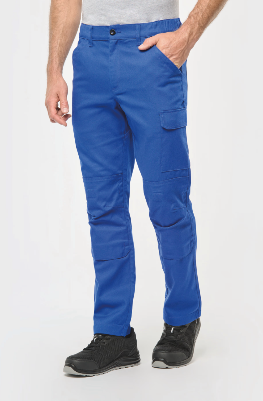 Pantalon de travail bicolore WK742 homme. Robuste, pratique avec poches multiples et coupe confortable. Idéal pour les professionnels.