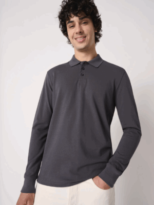 Polo homme manches longues IB290 Idéal Basic. Style classique, maille piquée 100 % coton, confortable et idéal pour la personnalisation textile.
