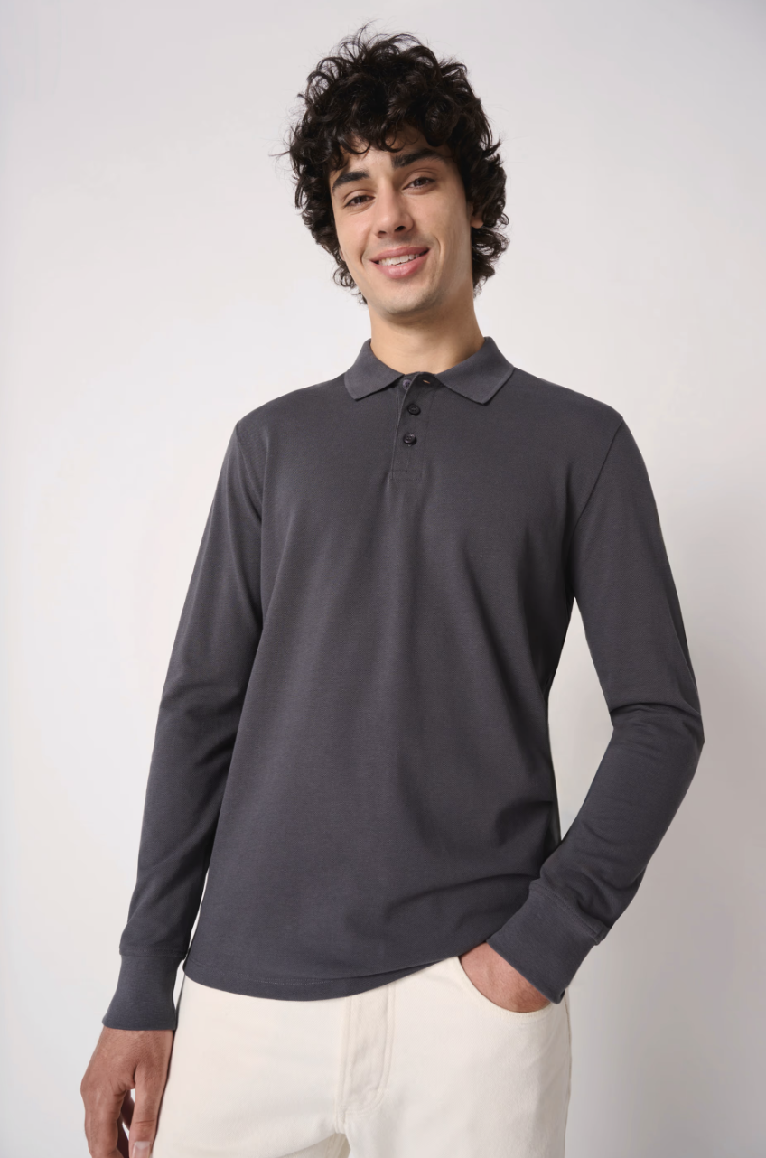 Polo homme manches longues IB290 Idéal Basic. Style classique, maille piquée 100 % coton, confortable et idéal pour la personnalisation textile.