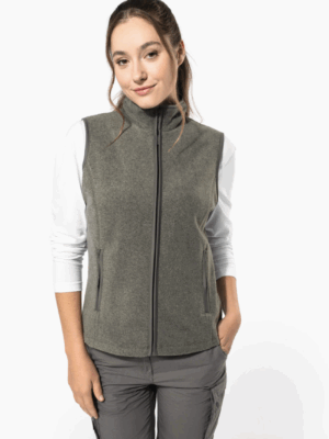 Bodywarmer femme K906 en micropolaire : chaud, léger et confortable, idéal pour le travail, les activités extérieures et la personnalisation textile.