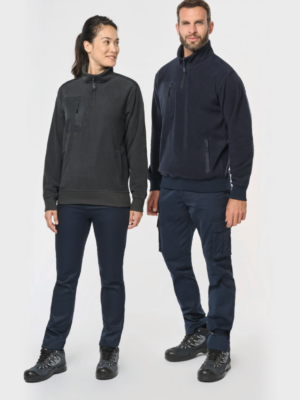 Polaire unisexe WK905 écoresponsable avec col zippé, chaude et confortable. Idéale pour un usage professionnel ou quotidien et personnalisable.