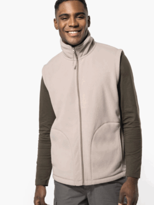 Bodywarmer homme K913 en micropolaire : léger, chaud et confortable, idéal pour le travail, les activités extérieures et la personnalisation textile.