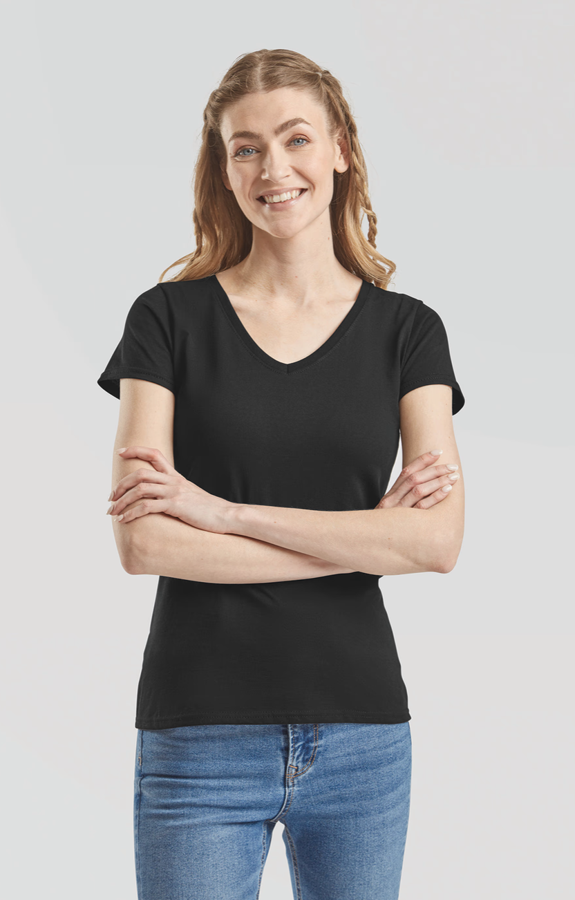 T-shirt femme SC61398 col V Valueweight, confortable et polyvalent. Conçu en coton doux, idéal pour le quotidien et la personnalisation textile.