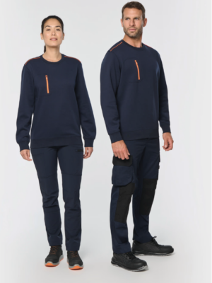 Sweat-shirt unisexe WK403 Day To Day avec zip et poche contrastée. Confortable, résistant et idéal pour un usage professionnel ou quotidien, personnalisable.