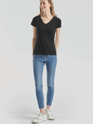 T-shirt femme SC61398 col V Valueweight, confortable et polyvalent. Conçu en coton doux, idéal pour le quotidien et la personnalisation textile.